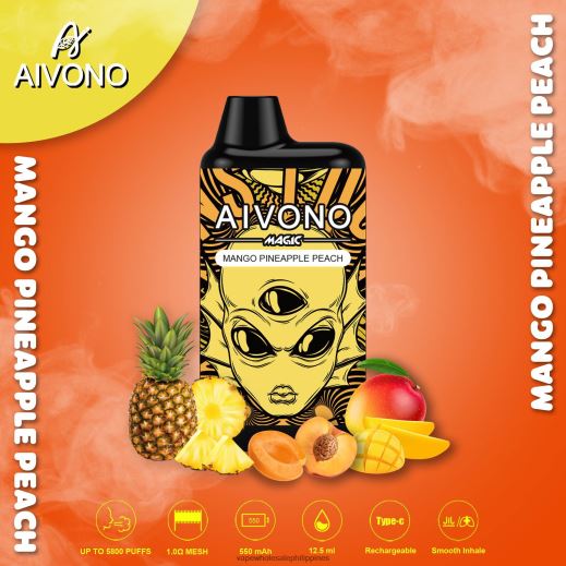 Vape Store Davao City - Aivono AIM MAGIC 5800 Mouth Box Cigarette Mango Pineapple Peach X6BJJP88