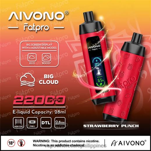 Vape Store Davao City - Aivono Fatpro 22000 Strawberry Punch X6BJJP8