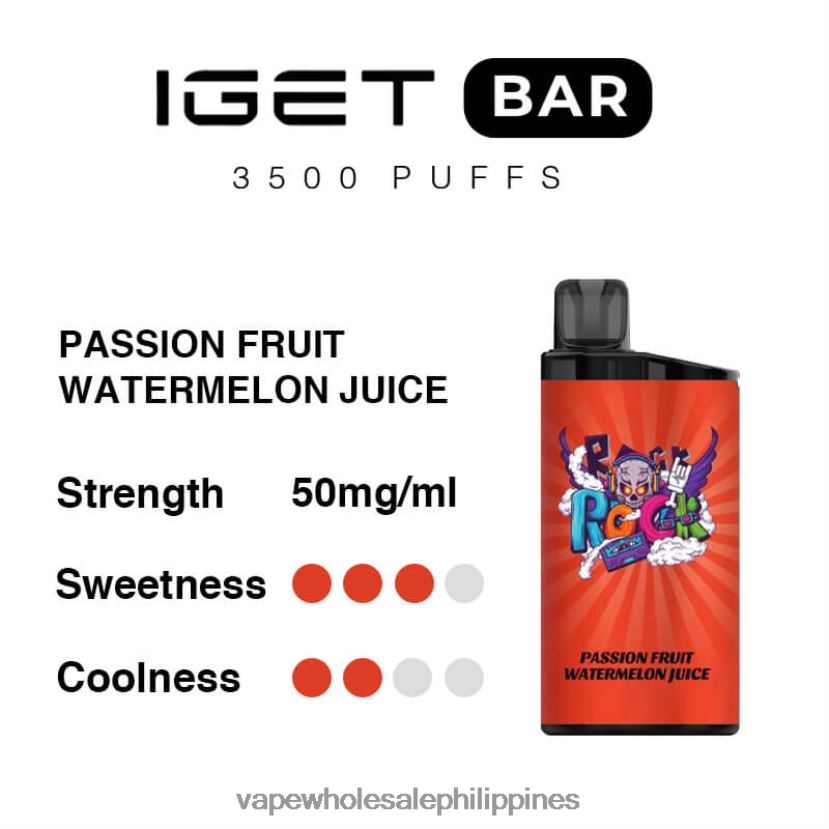 vape shop metro manila 2J424097 Passion Fruit Watermelon Juice IGET BAR 3500 5% NICOTINE