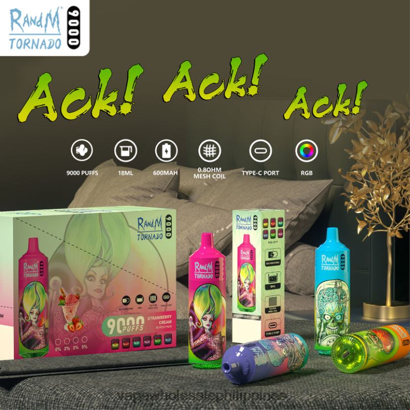 vape wholesale supplier philippines 2J42402 Disposable RandM Tornado 9000 5%