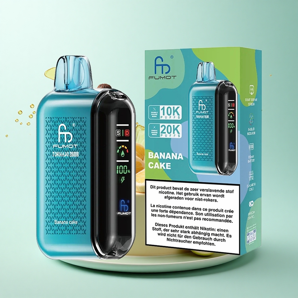 Fumot Tornado 20000 Puffs Banana Cake Dual Mesh 20ml 850mAh 2% Nicotine