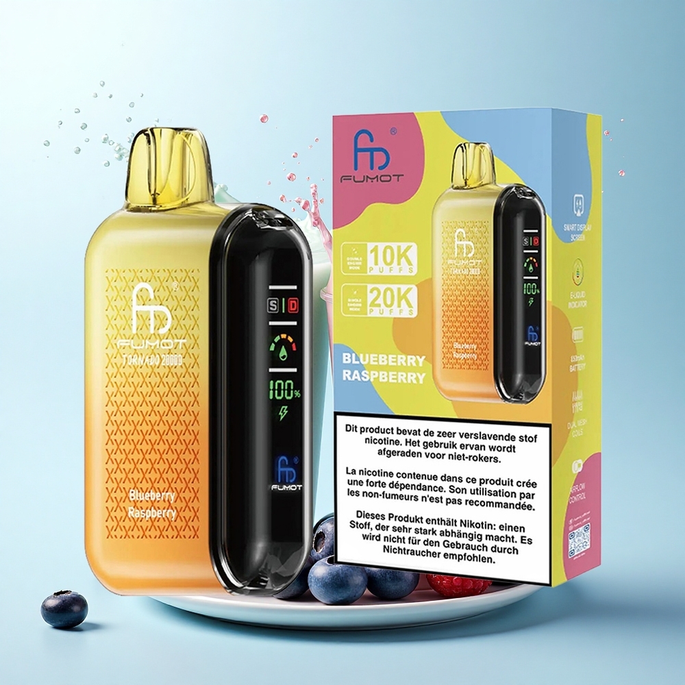 Fumot Tornado 20000 Puffs Blueberry Raspberry Dual Mesh 850mAh 2% Nicotine