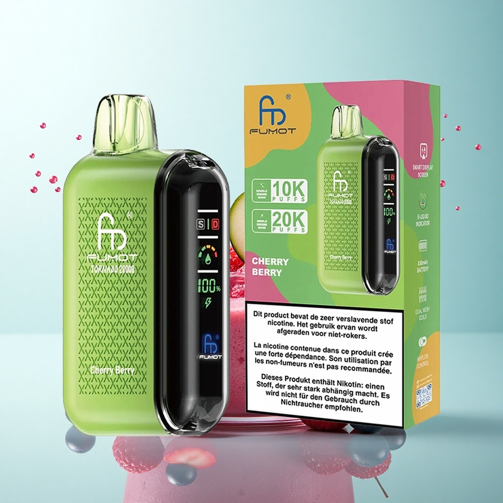 Fumot Tornado 20000 Puffs Cherry Berry Dual Mesh 20ml 850mAh 2% Nicotine