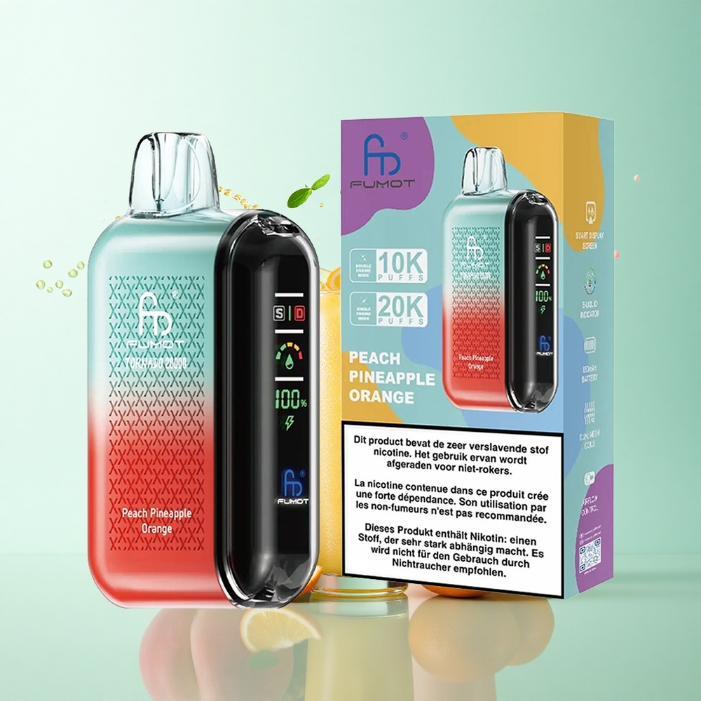 Fumot Tornado 20000 Puffs Peach Pineapple Orange Dual Mesh 850mAh 2% Nicotine