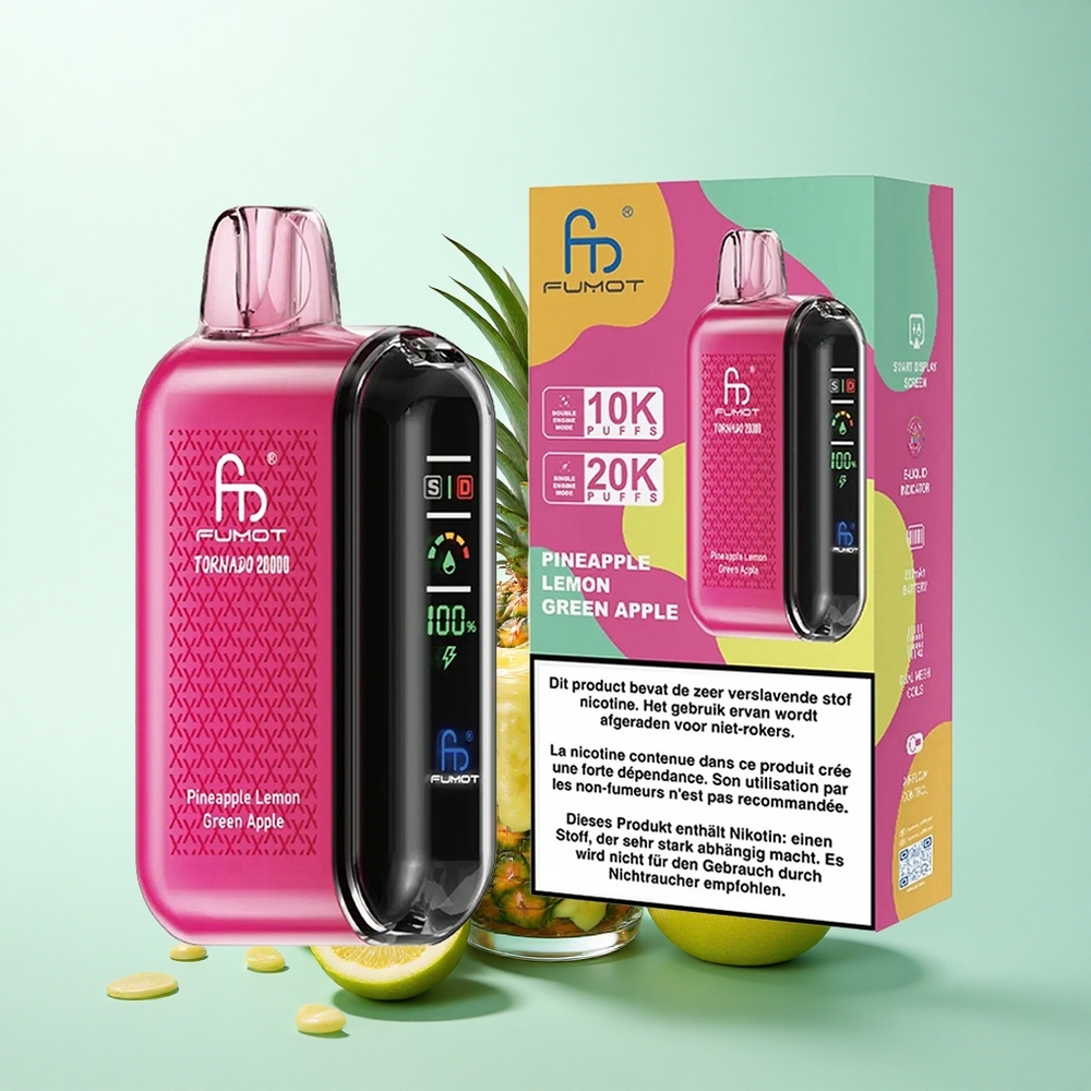 Fumot Tornado 20000 Puffs Pineapple Lemon Green Apple Dual Mesh Coil 850mAh