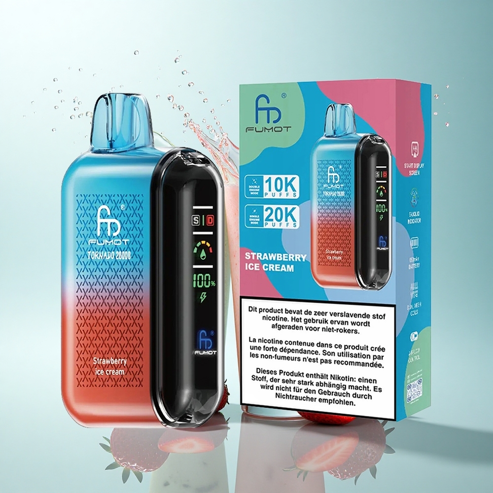 Fumot Tornado 20000 Puffs Strawberry Ice Cream Dual Mesh 20ml 850mAh 2% Nicotine