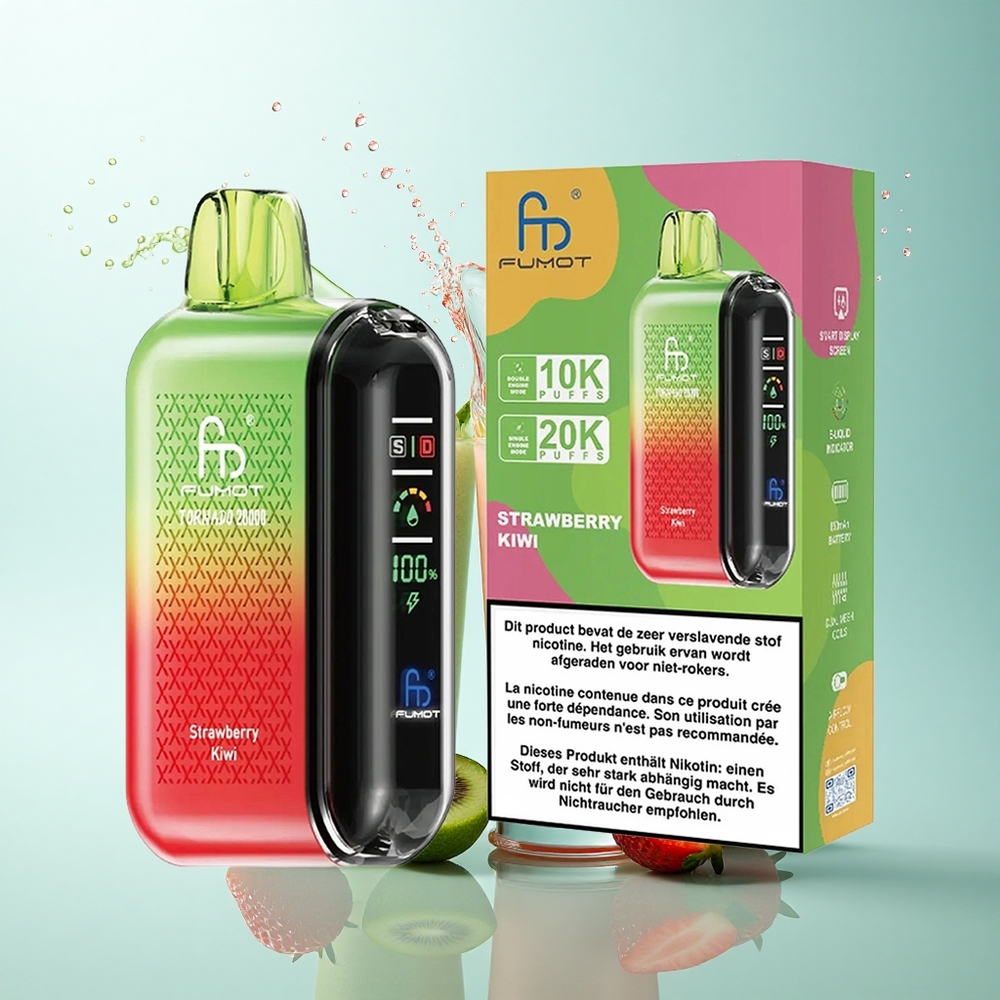 Fumot Tornado 20000 Puffs Strawberry Kiwi Dual Mesh 850mAh 2% Nicotine