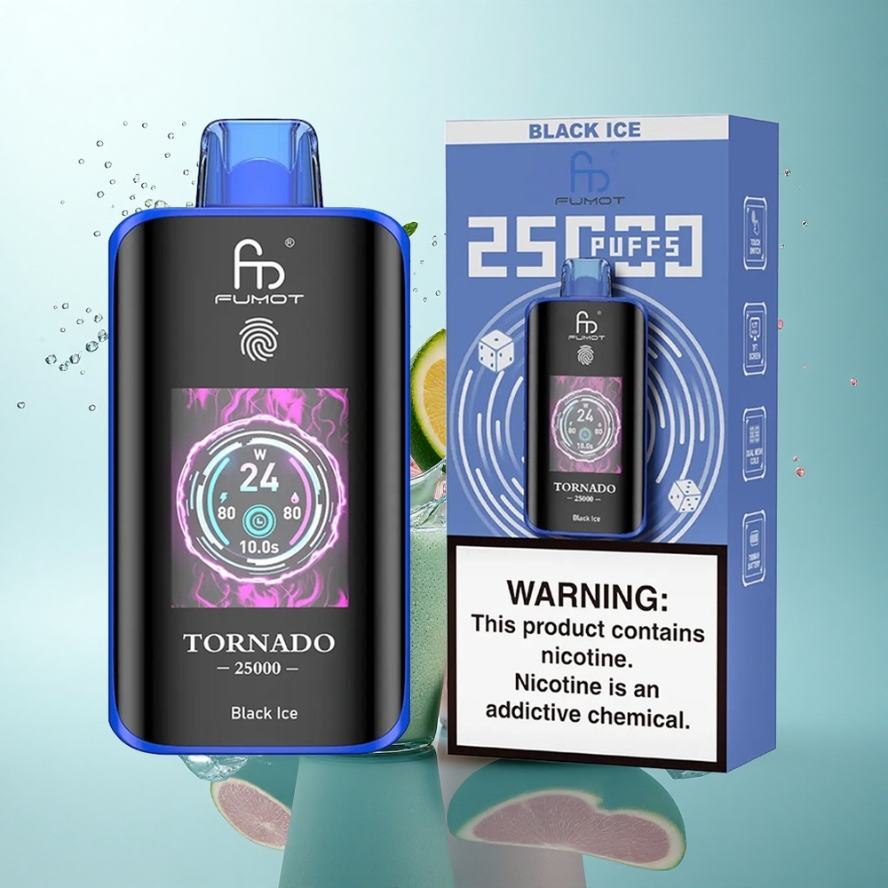 Fumot Tornado 25000 Puffs Black Ice HD Screen 700mAh 5% Nicotine