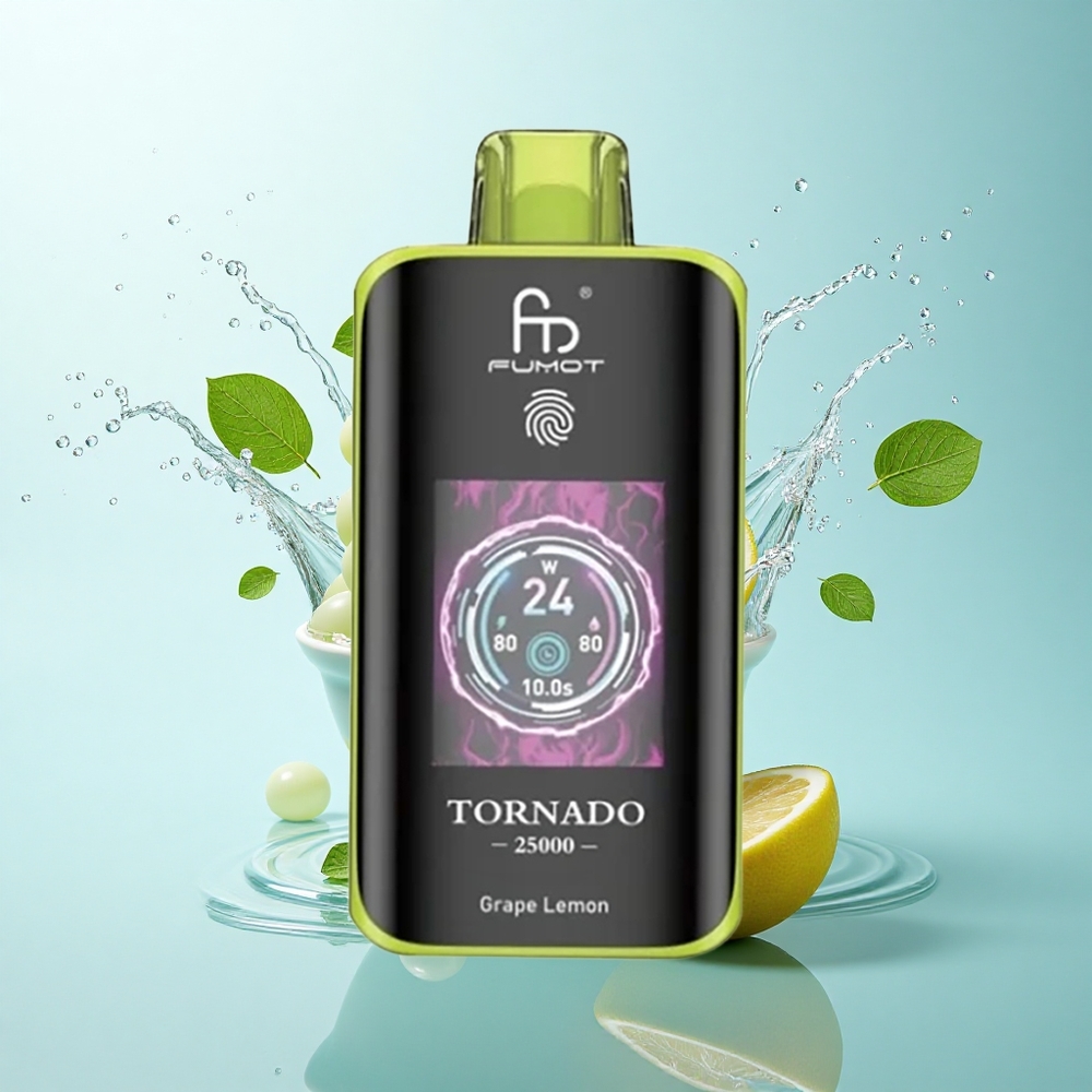 Fumot Tornado 25000 Puffs Grape Lemon HD Screen 700mAh 20ml 5% Nicotine