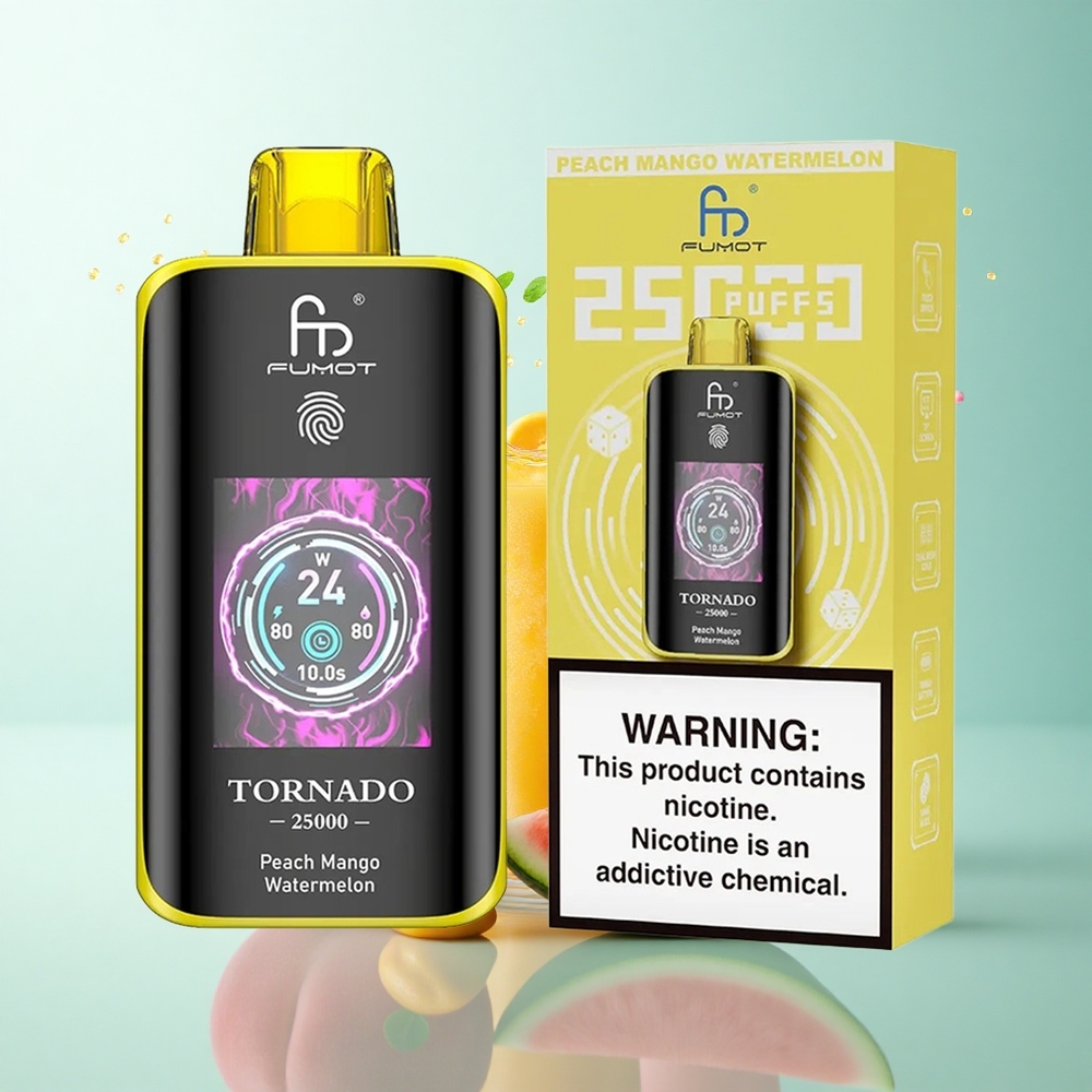 Fumot Tornado 25000 Puffs Peach Mango Watermelon 700mAh 20ml Nicotine 0/2%/3%/5%