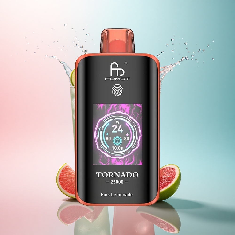 Fumot Tornado 25000 Puffs Pink Lemonade HD Screen 700mAh 20ml 0/2%/3%/5% Nicotine