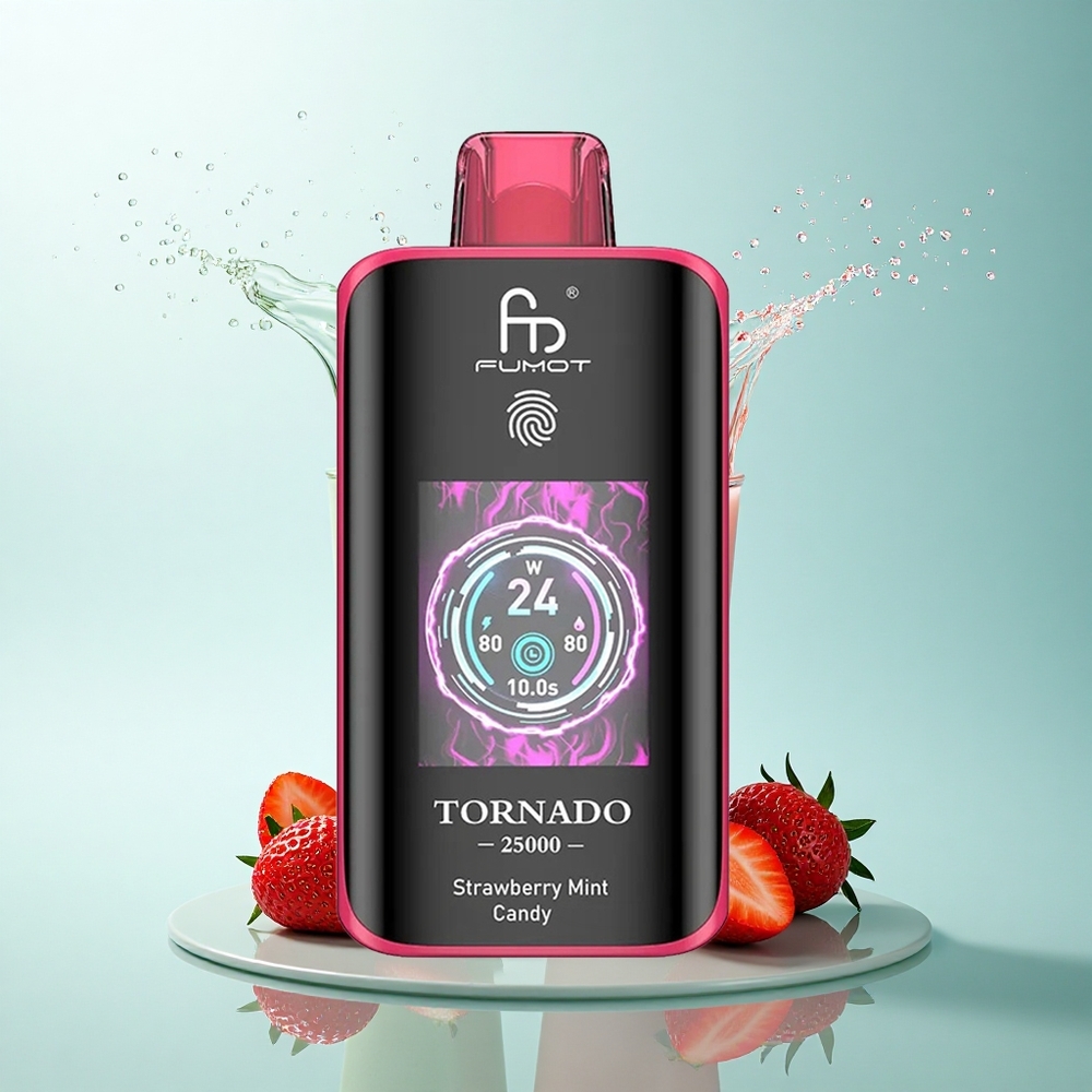 Fumot Tornado 25000 Puffs Strawberry Mint Candy HD Screen 700mAh 20ml