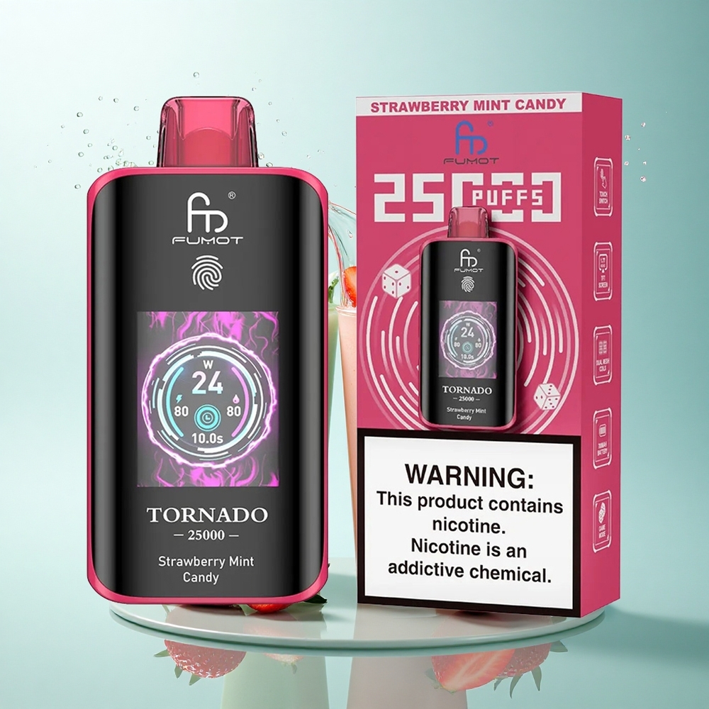 Fumot Tornado 25000 Puffs Strawberry Mint Candy HD Screen 700mAh 20ml
