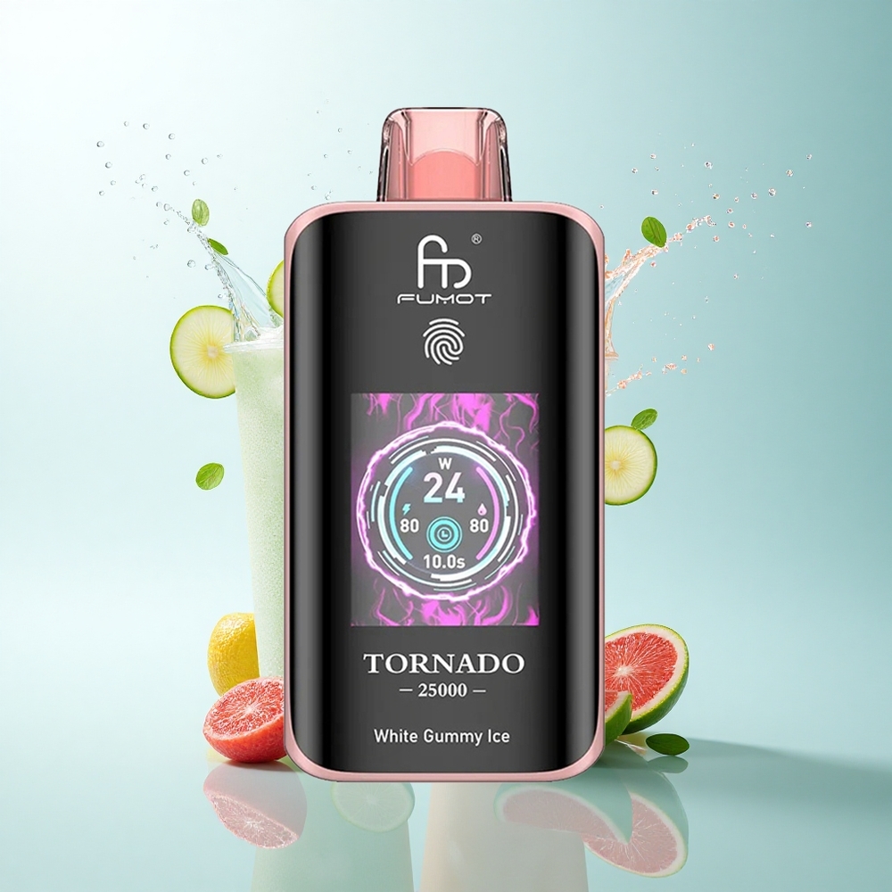 Fumot Tornado 25000 Puffs White Gummy Ice HD Screen 700mAh 20ml