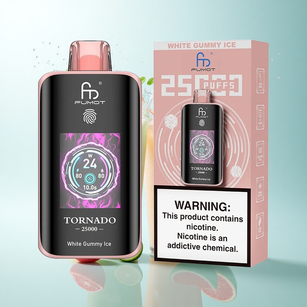 Fumot Tornado 25000 Puffs White Gummy Ice HD Screen 700mAh 20ml