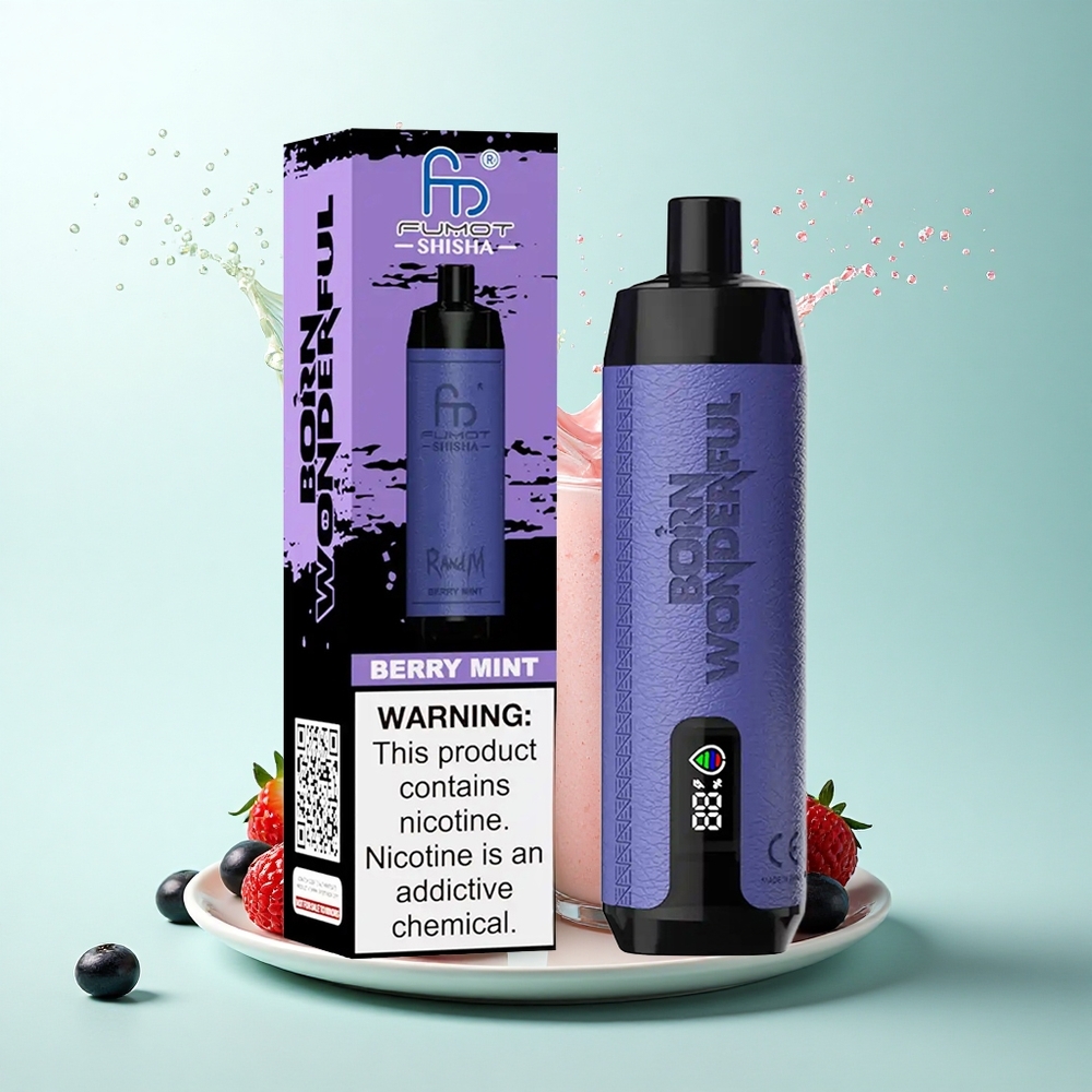RandM Fumot Shisha 10000 Puffs Berry Mint 18ml 0.5% Nicotine 850mAh