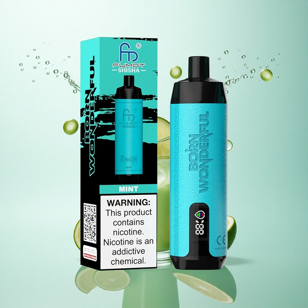 RandM Fumot Shisha 10000 Puffs Mint LED 850mAh 0.5% Nicotine