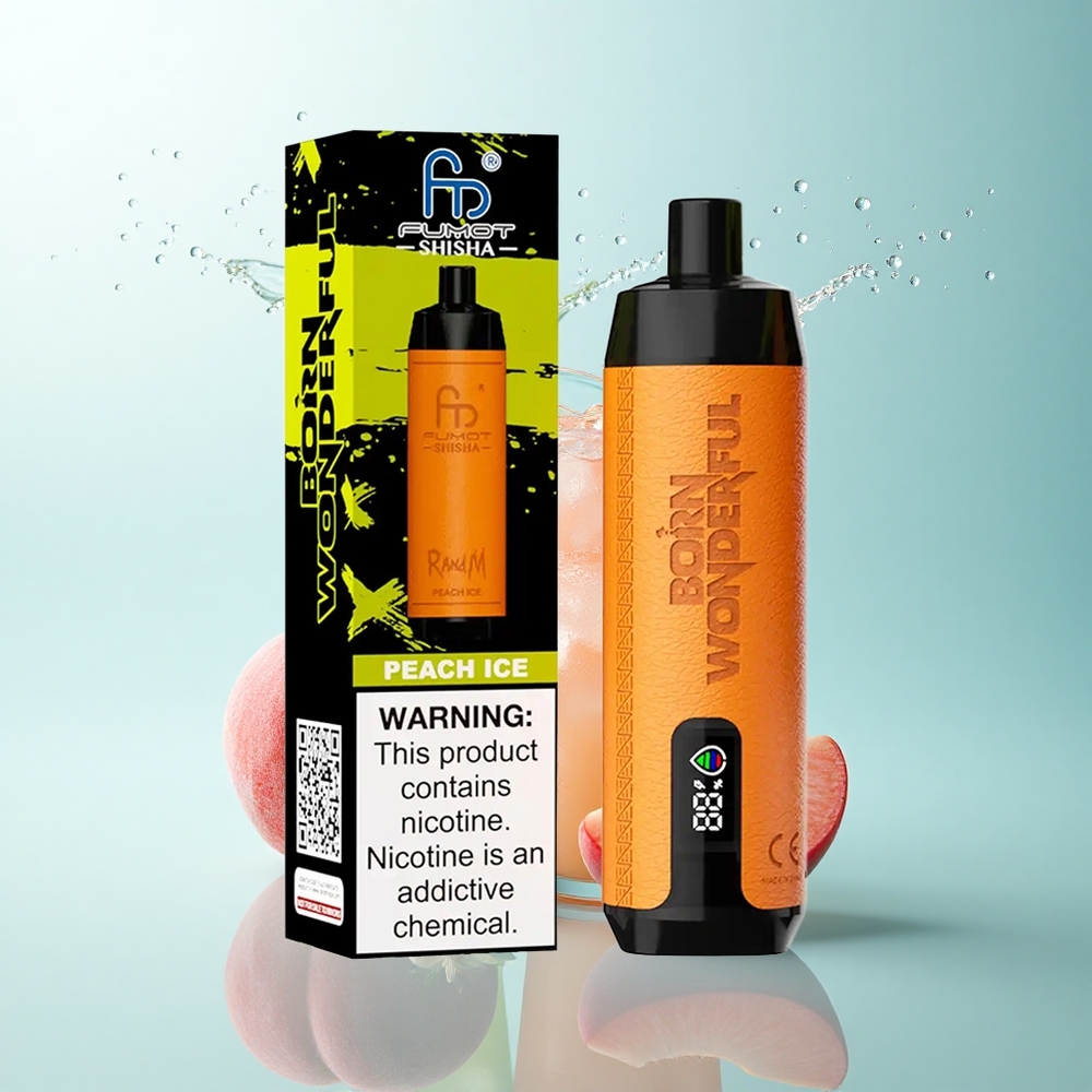 RandM Fumot Shisha 10000 Puffs Peach Ice 18ml 0.5% Nicotine