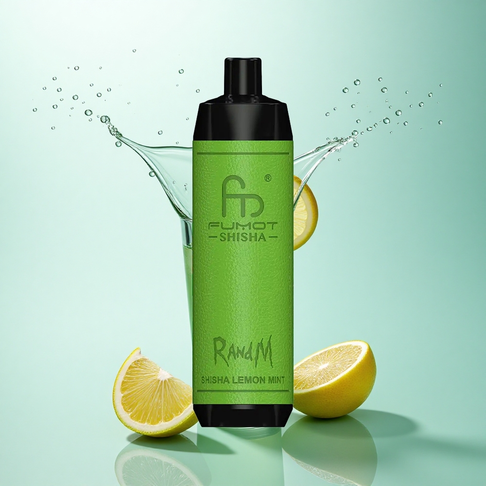 RandM Fumot Shisha 10000 Puffs Shisha Lemon Mint 18ml Mesh Coil 0.5% Nicotine