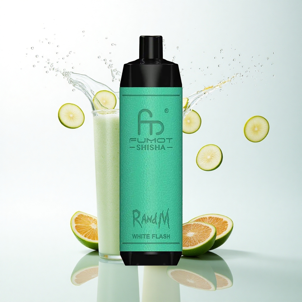 RandM Fumot Shisha 10000 Puffs White Flash 18ml 0.5% Nicotine 850mAh