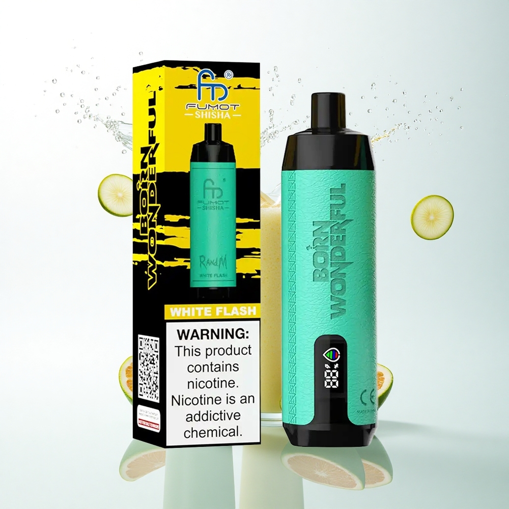 RandM Fumot Shisha 10000 Puffs White Flash 18ml 0.5% Nicotine 850mAh