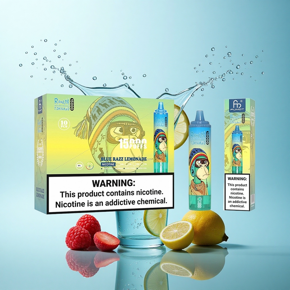 RandM Fumot Tornado 15000 Puffs Blue Razz Lemonade Mesh 25ml 5% Nicotine