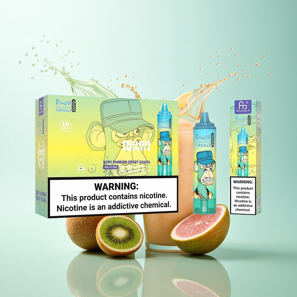 RandM Fumot Tornado 15000 Puffs Kiwi Passion Fruit Guava 25ml 850mAh Mesh Coil