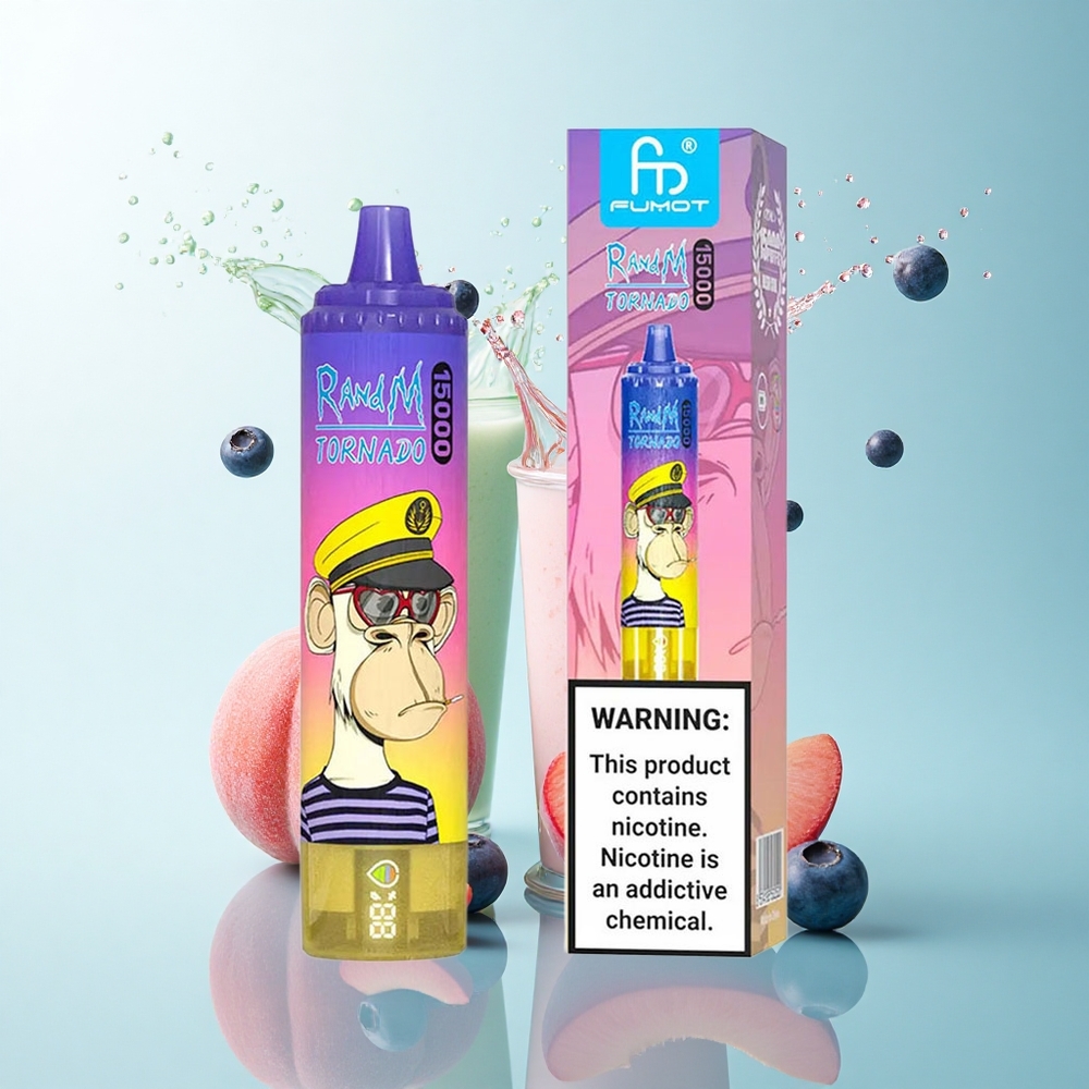 RandM Fumot Tornado 15000 Puffs Peach Blueberry Candy 25ml 850mAh Mesh Coil