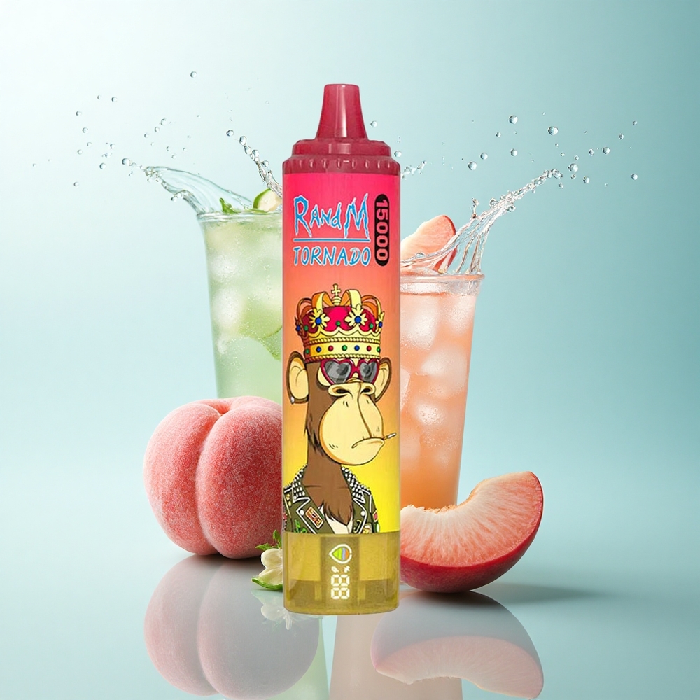 RandM Fumot Tornado 15000 Puffs Peach Ice 25ml 850mAh Mesh Coil