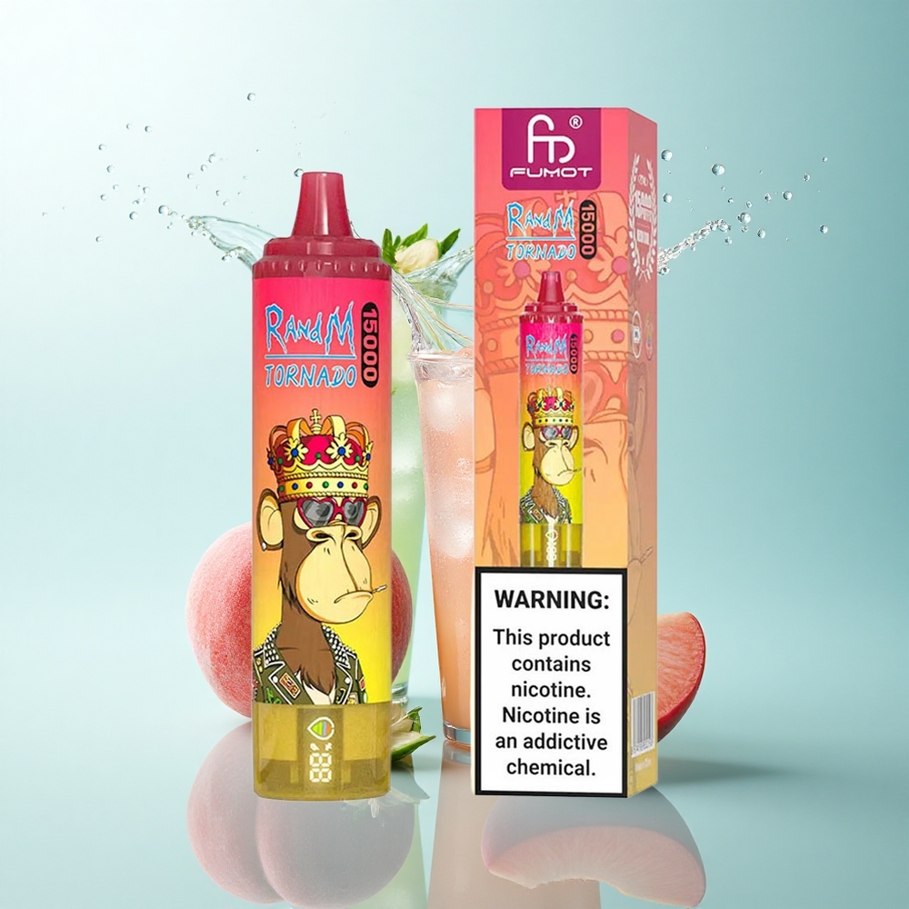 RandM Fumot Tornado 15000 Puffs Peach Ice 25ml 850mAh Mesh Coil