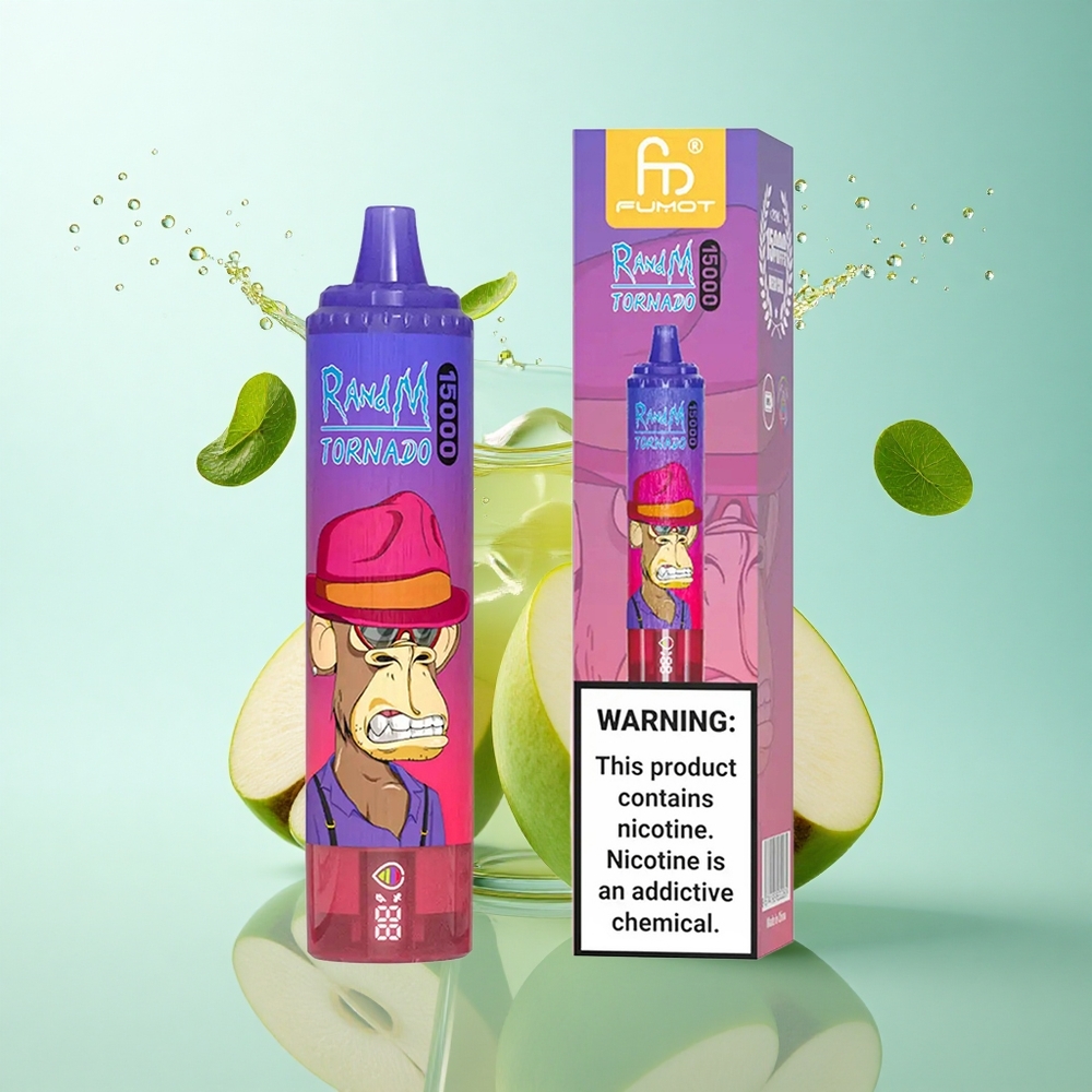 RandM Fumot Tornado 15000 Puffs Sour Apple Mesh Coil 25ml 5% Nicotine