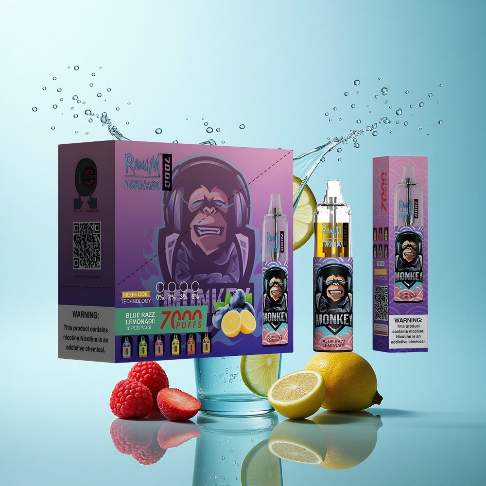 RandM Fumot Tornado 7000 Puffs Blue Razz Lemonade 850mAh Mesh Coil 5% Nicotine