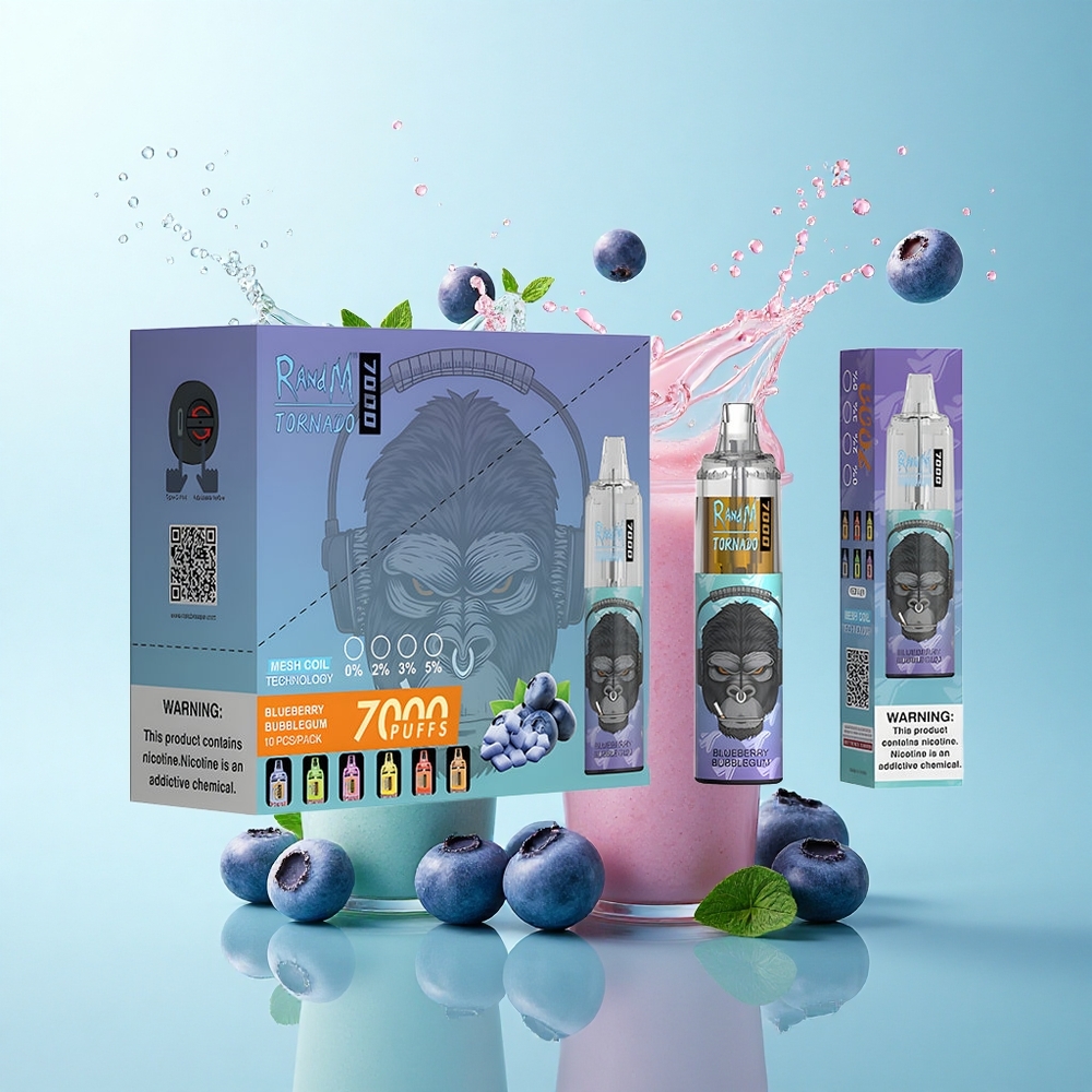 RandM Fumot Tornado 7000 Puffs Blueberry Bubblegum 14ML Mesh 850mAh