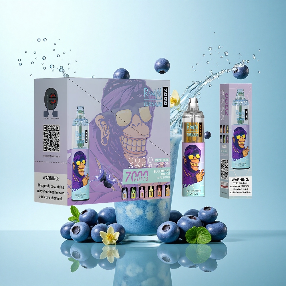 RandM Fumot Tornado 7000 Puffs Blueberry On Ice with Mesh Coil and 5% Nicotine