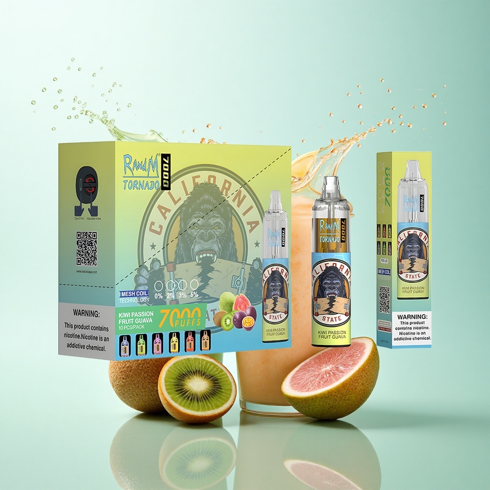 RandM Fumot Tornado 7000 Puffs Kiwi Passion Fruit Guava 14mL Mesh 5% Nicotine