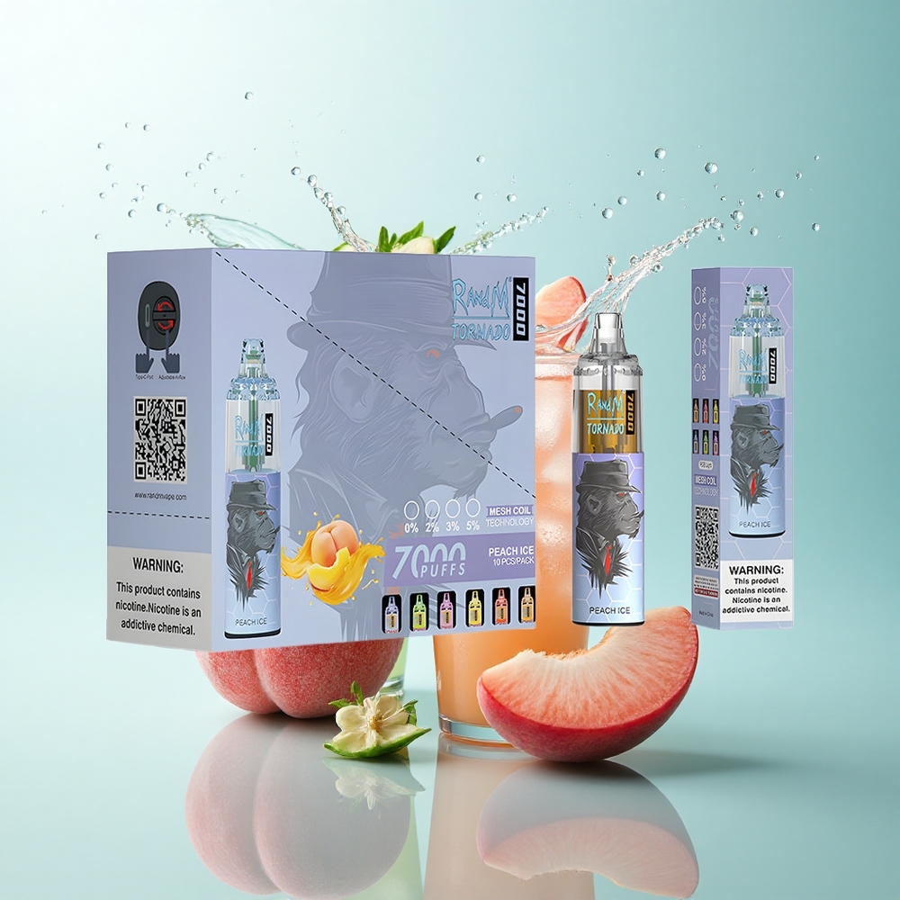 RandM Fumot Tornado 7000 Puffs Peach Ice 850mAh Mesh Coil