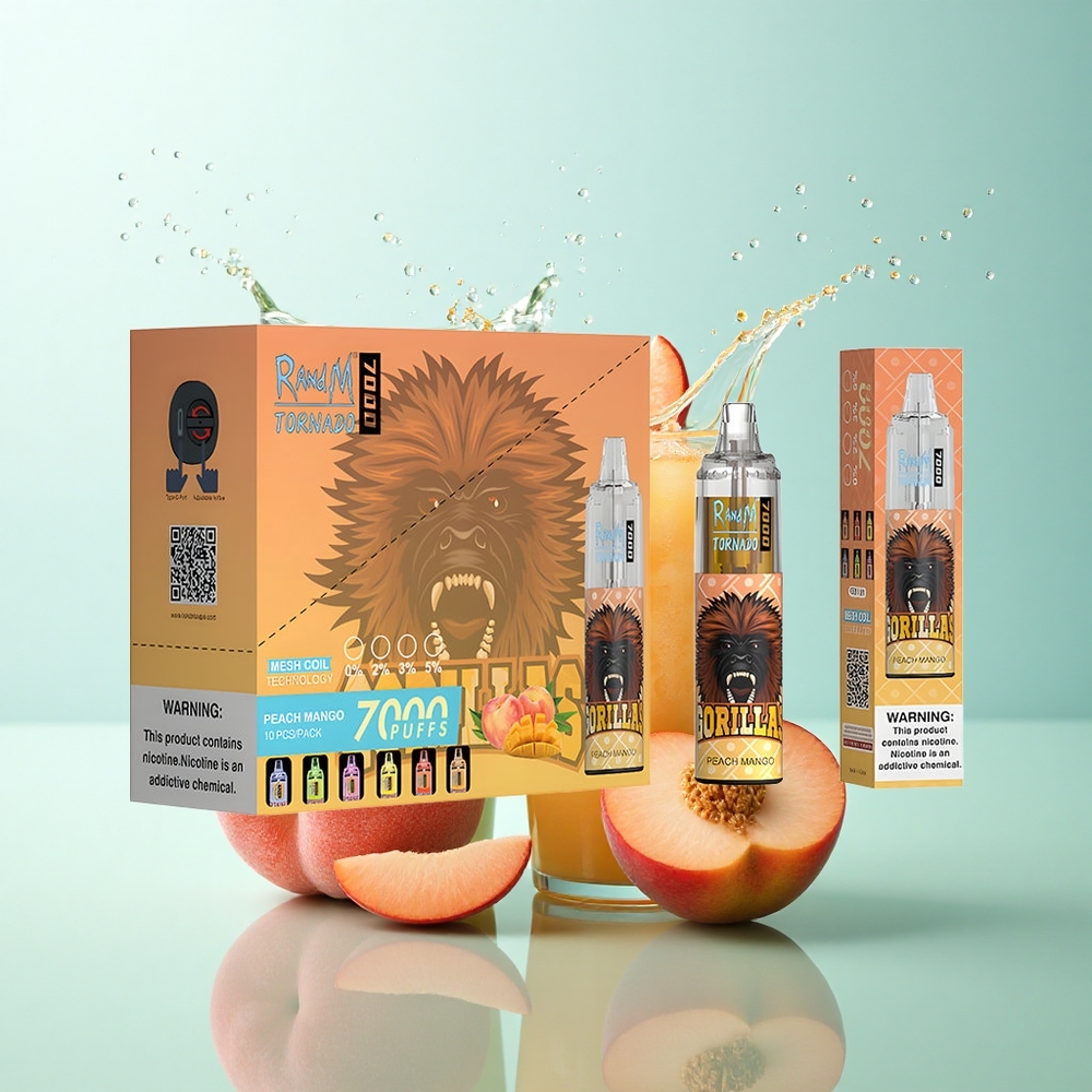 RandM Fumot Tornado 7000 Puffs Peach Mango 14ML E-liquid 850mAh Mesh Coil