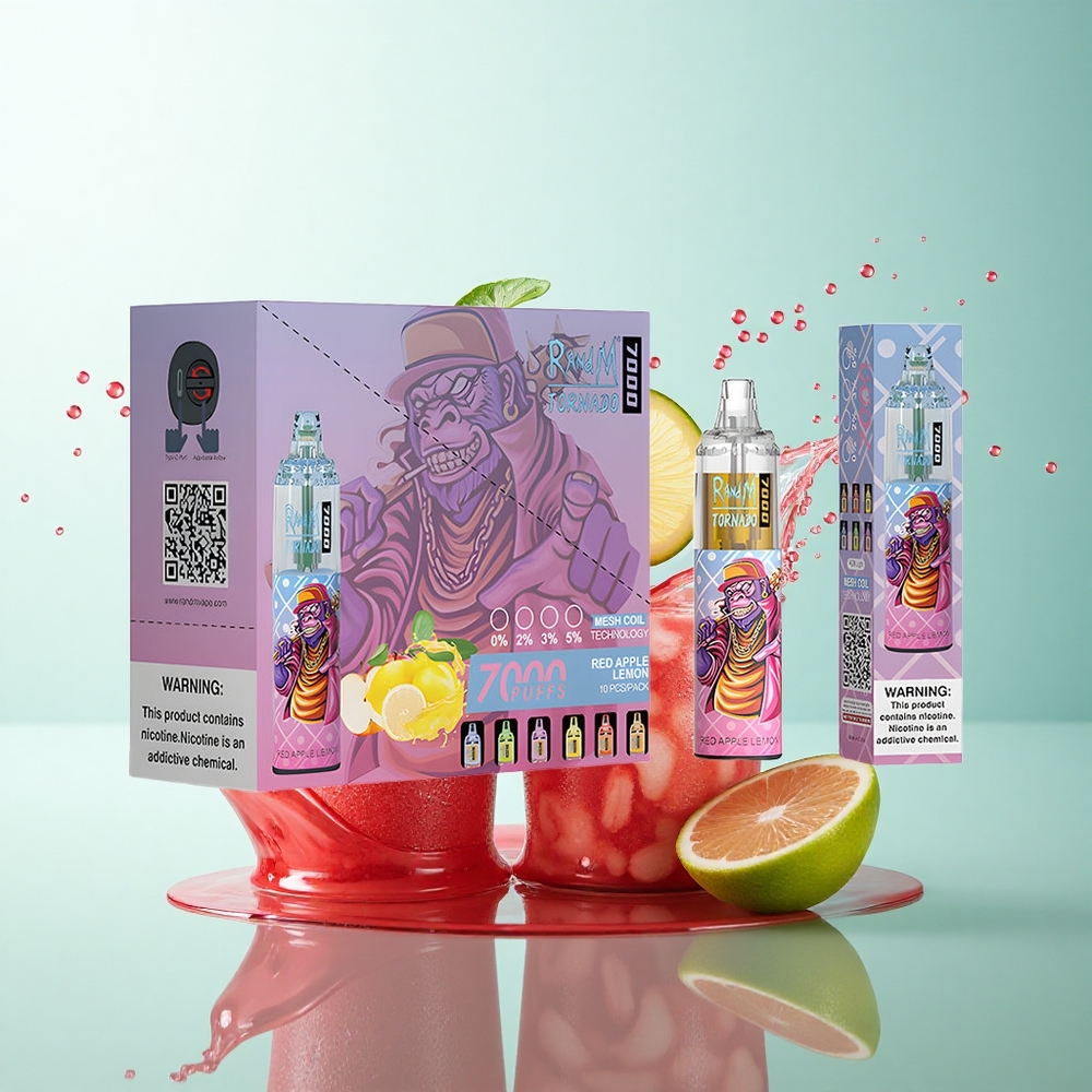 RandM Fumot Tornado 7000 Puffs Red Apple Lemon Mesh Coil 850mAh 5% Nicotine