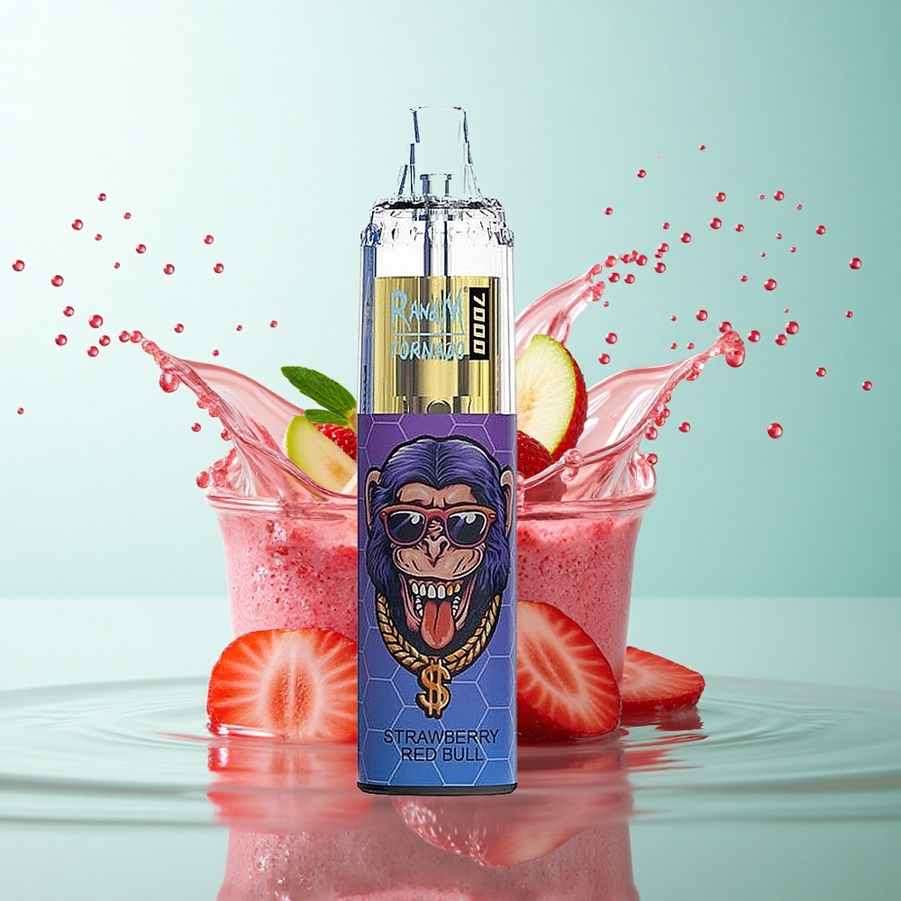 RandM Fumot Tornado 7000 Puffs Strawberry Red Bull 850mAh Mesh 5% Nicotine