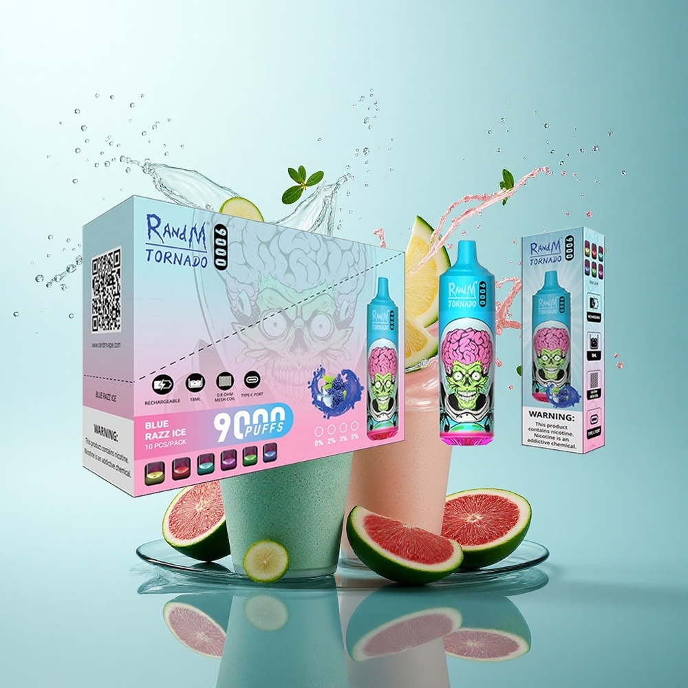 RandM Fumot Tornado 9000 Puffs Black Dragon Ice 850mAh 18mL Mesh Coil