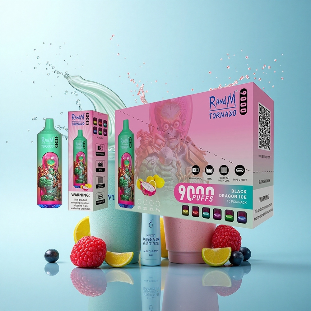 RandM Fumot Tornado 9000 Puffs Blue Razz Kush 18mL Mesh 850mAh