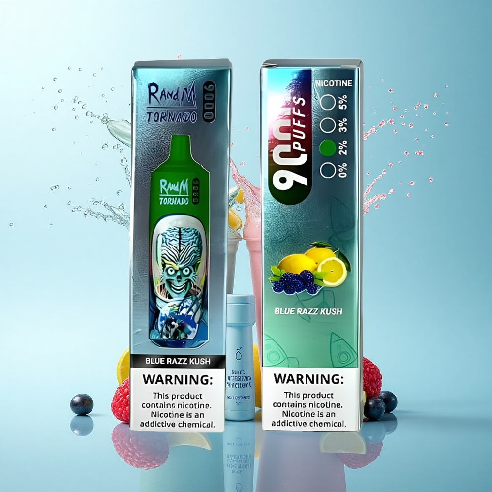 RandM Fumot Tornado 9000 Puffs Blue Razz Kush 18mL Mesh 850mAh