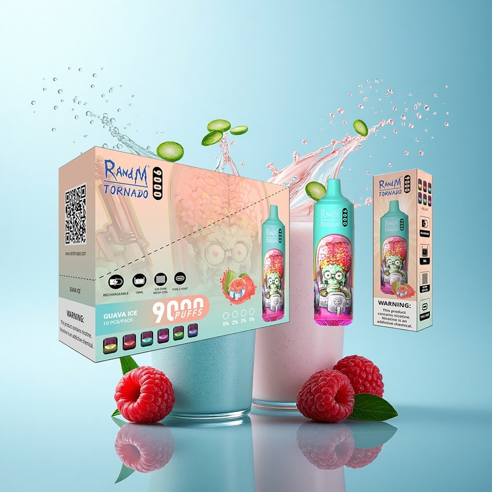 RandM Fumot Tornado 9000 Puffs Blue Sour Raspberry Mesh Coil 850mAh RGB Display