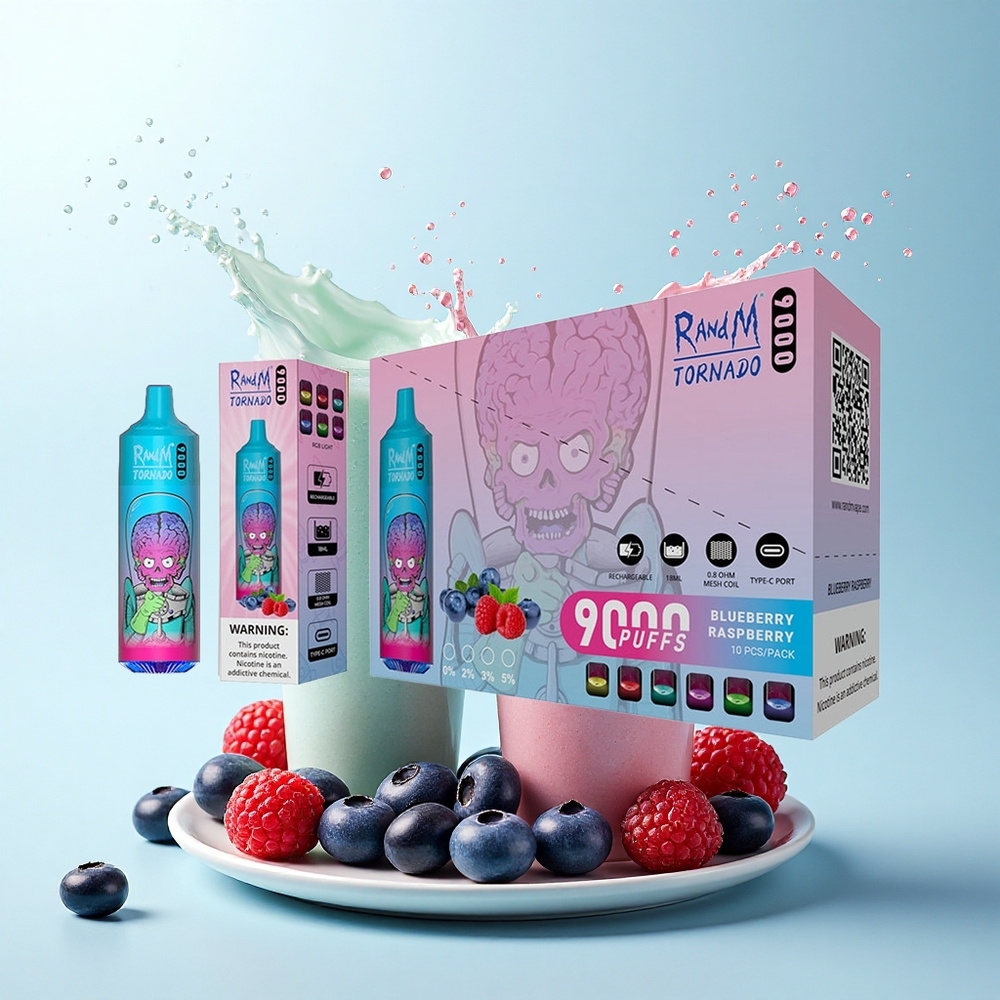 RandM Fumot Tornado 9000 Puffs Blueberry Raspberry Mesh Coil 18mL 850mAh