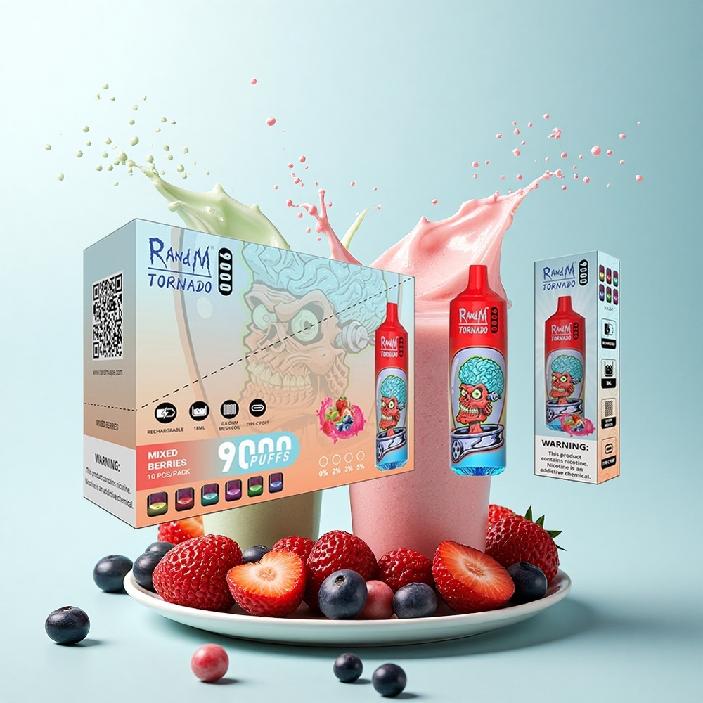 RandM Fumot Tornado 9000 Puffs Mixed Berries Rechargeable 850mAh Mesh Coil 18mL