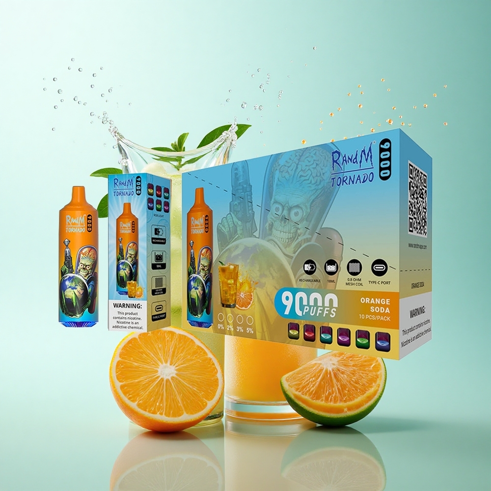 RandM Fumot Tornado 9000 Puffs Orange Soda Mesh 18mL 850mAh