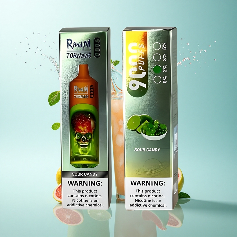 RandM Fumot Tornado 9000 Puffs Sour Candy Mesh RGB 18mL 850mAh