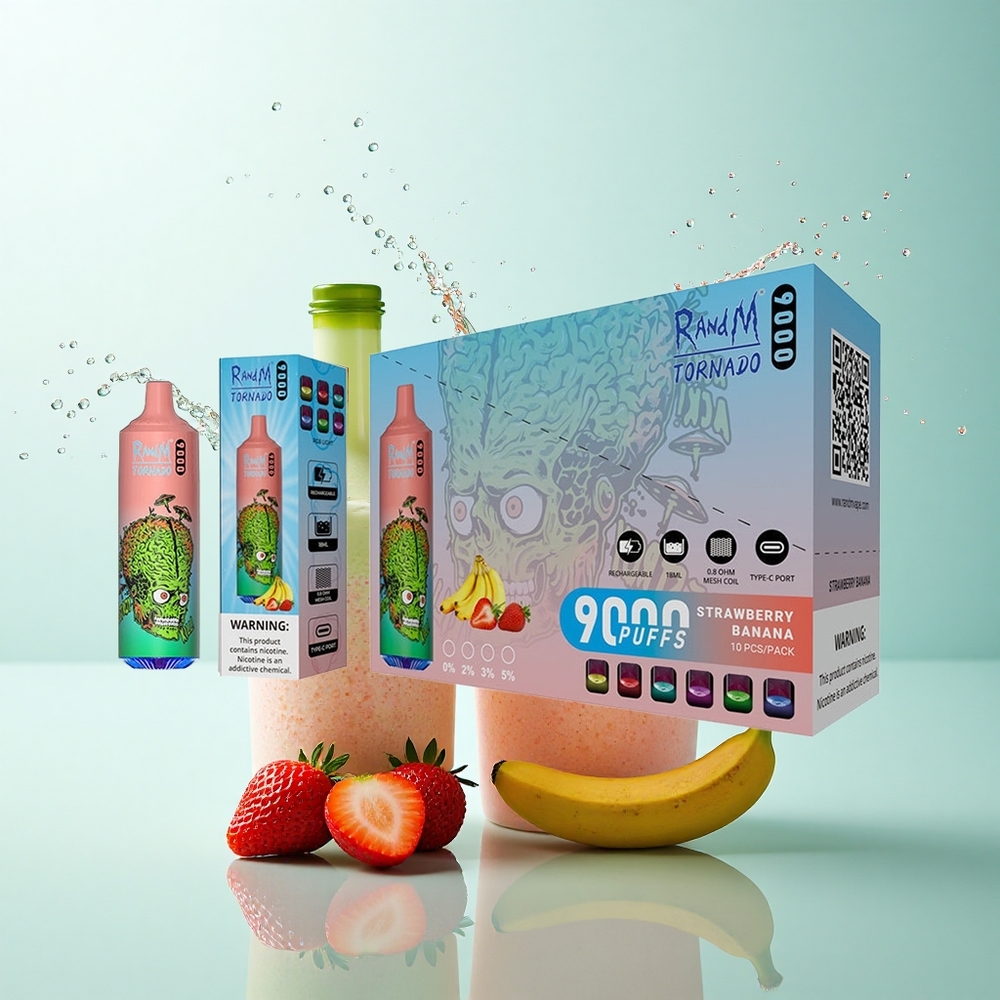 RandM Fumot Tornado 9000 Puffs Strawberry Banana 18mL Mesh 850mAh