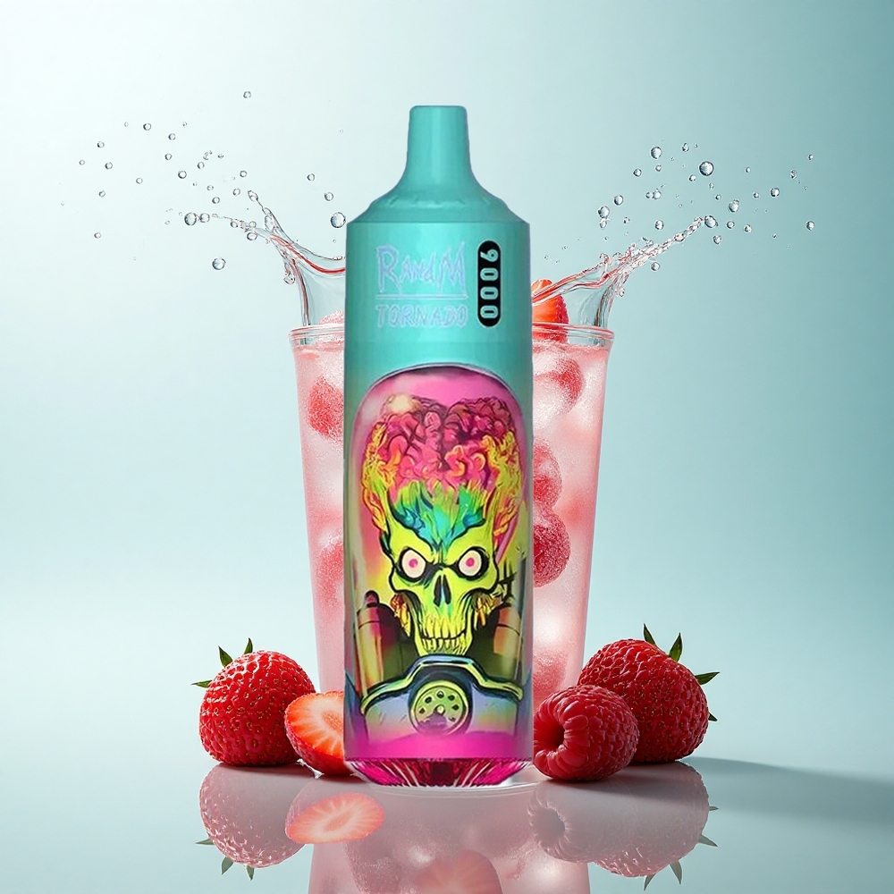 RandM Fumot Tornado 9000 Puffs Strawberry Raspberry Cherry Ice with 18mL E-liquid and Mesh Coil