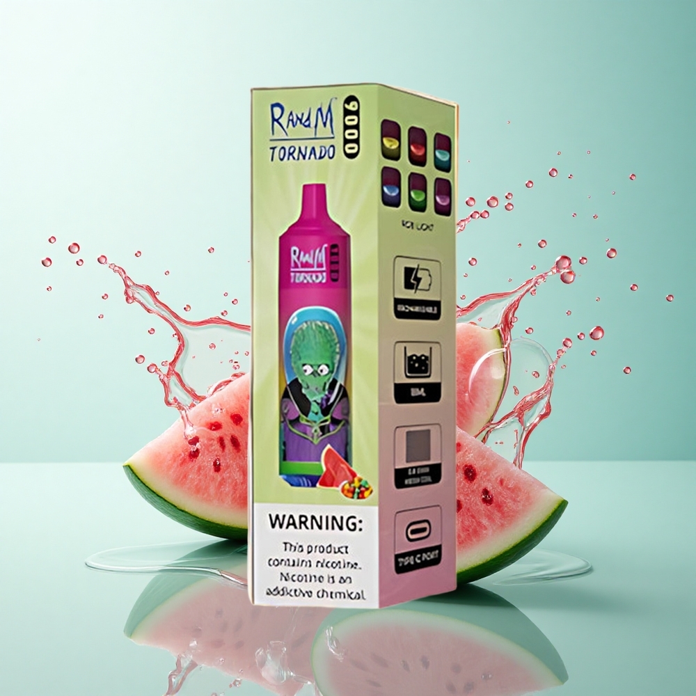 RandM Fumot Tornado 9000 Puffs Watermelon Bubble Gum 850mAh 18mL Mesh Coil
